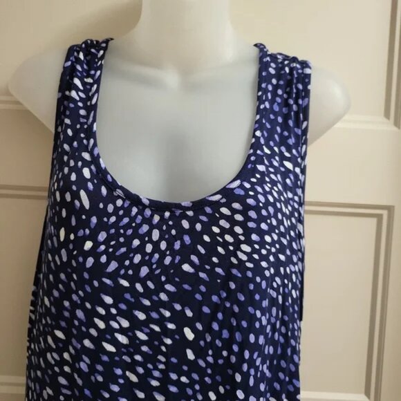 NWOT Torrid Super Soft Blue Ditsy Dot Asymmetrical Drawstring Midi Dress - Picture 11 of 11